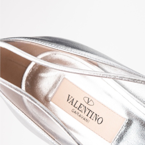 VALENTINO GARAVANI Leather Court Shoes US9 EU39 UK6 Metallic Bow $875 - Picture 6 of 8